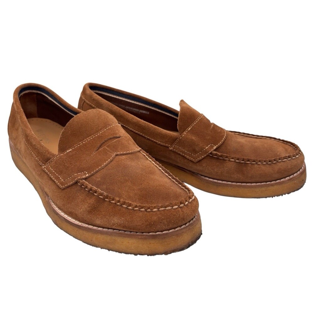 GH Bass Co Weejuns Mens Brown Suede Penny Loafers Crepe Sole EU 43 US 9 10
